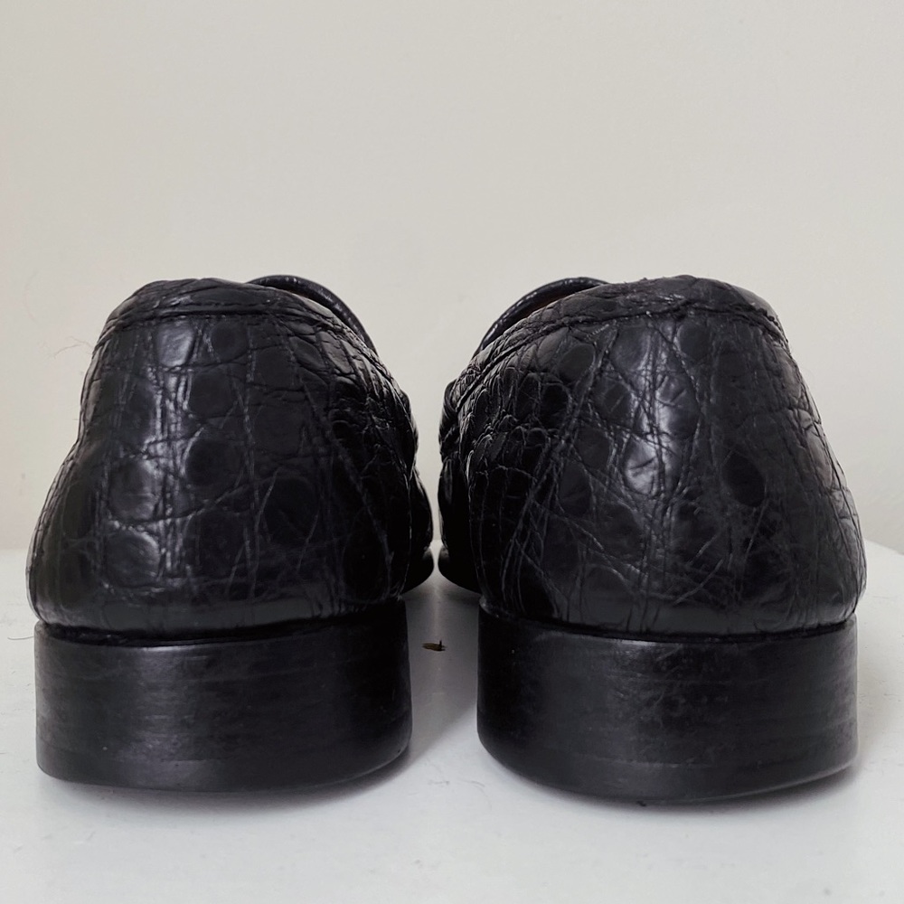 Gucci 1953 Classic Black Alligator Skin Silver Horsebit Loafers 41.5 G 8.5 9 US - Picture 7 of 12